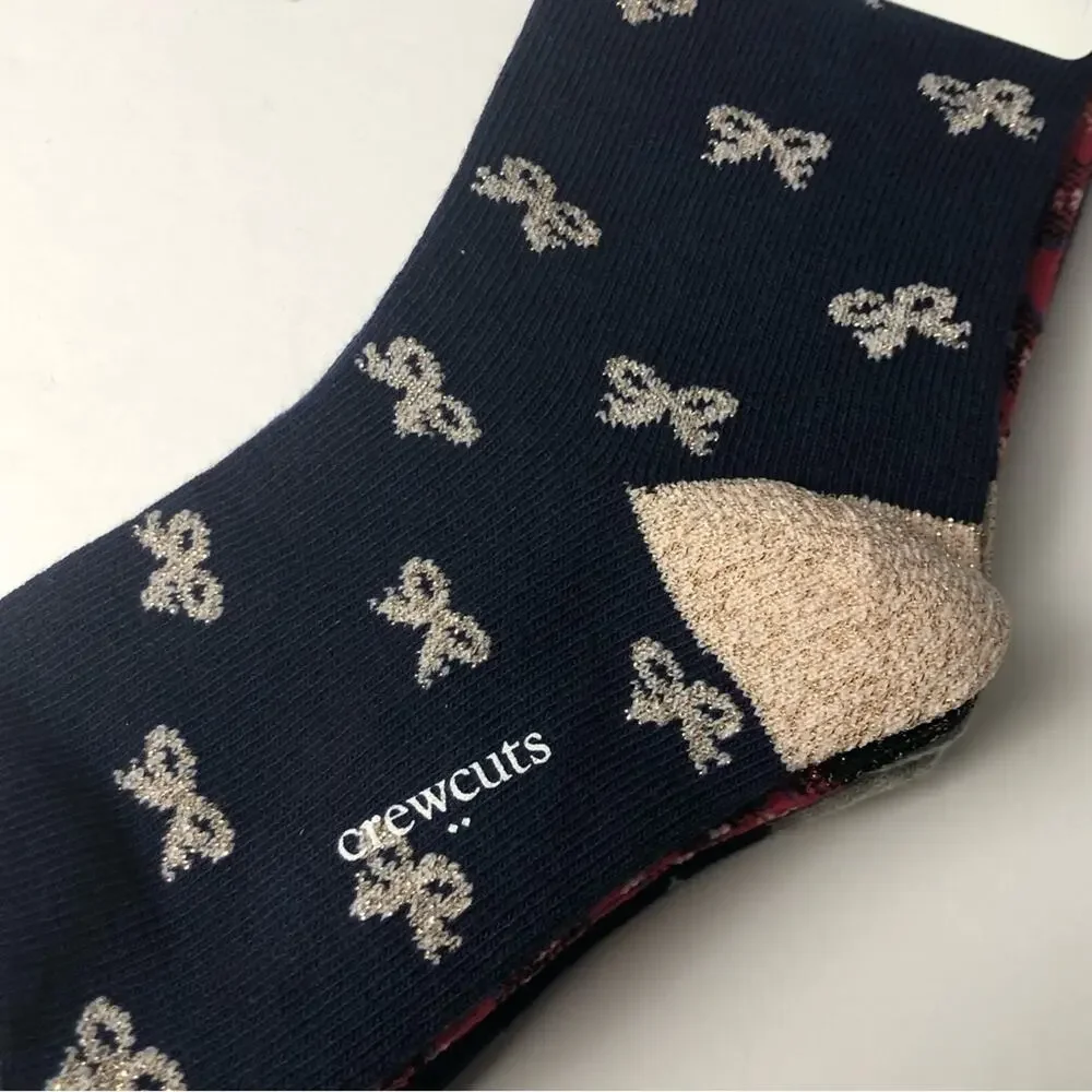Crewcuts Girl's Holiday Candy Cane Heart Print Socks Three Pairs Sz M NWT